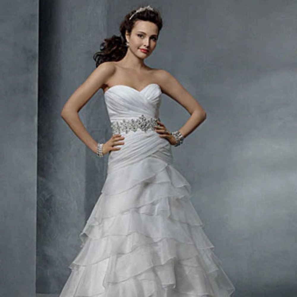 Alfred Angelo White Strapless Wedding Dress - Picture 2 of 14